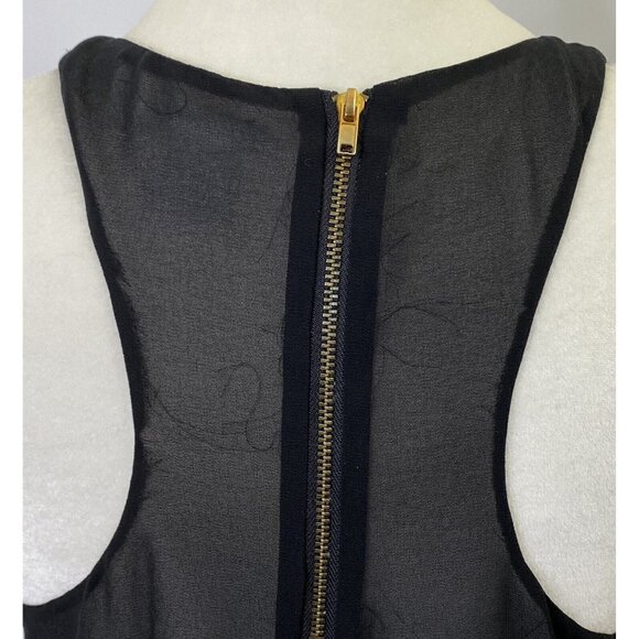 Bar III Women's size Medium 2 Layer High Low Tank Top Racer Back Zip Black White - Picture 5 of 7